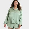 Women's Satin Notch Collar Long Sleeve Shirt and Shorts Pajama Set - Auden™ - 3 of 3