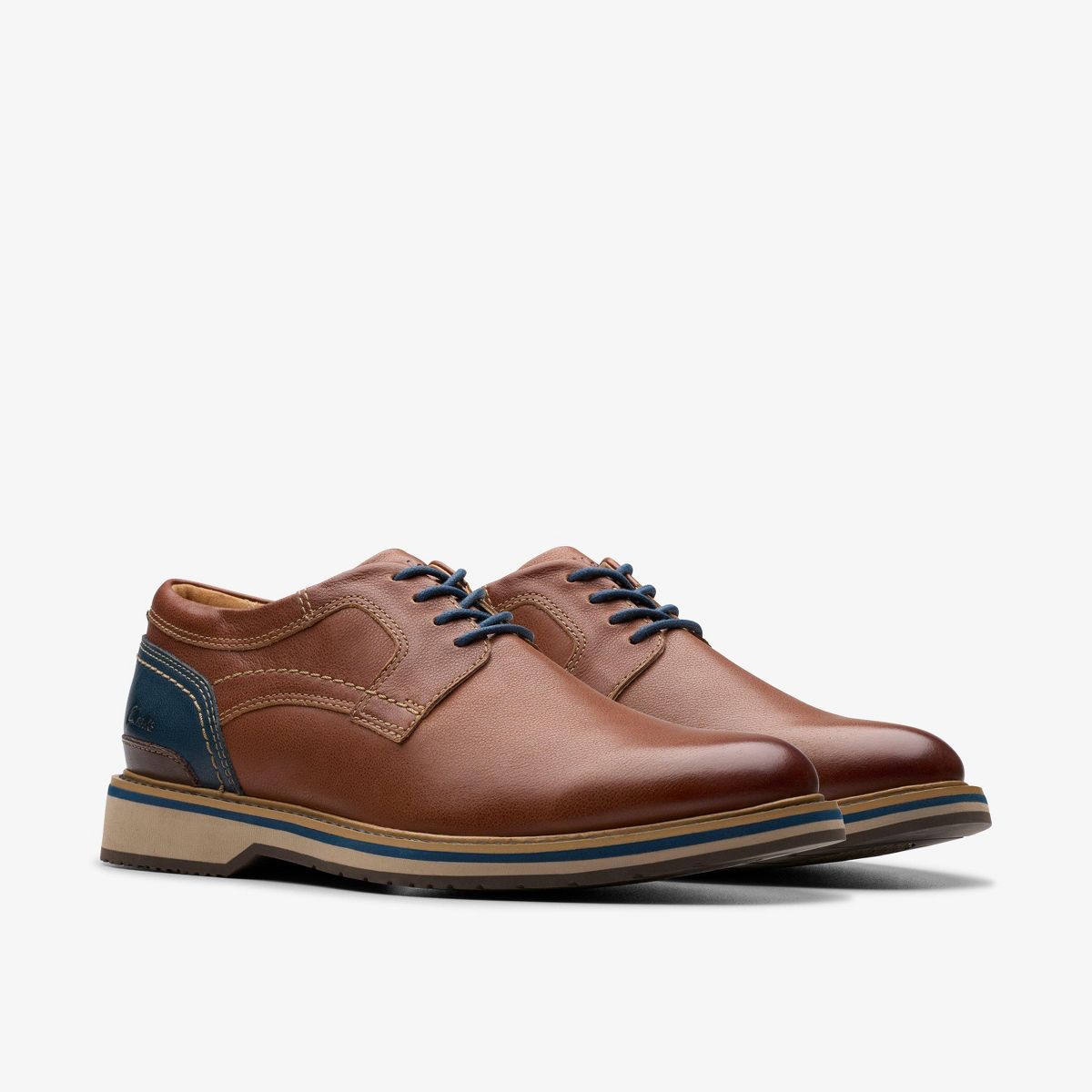 Clarks Mens Monahan Plain Tan Leather Shoes - thumbnail 5