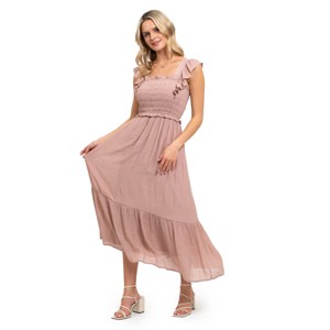August Sky Women's Smocked Bodice Midi Dress - 1 of 4