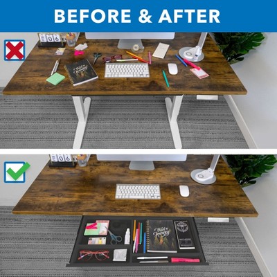 Black Deep Under Desk Storage Drawer Organizer