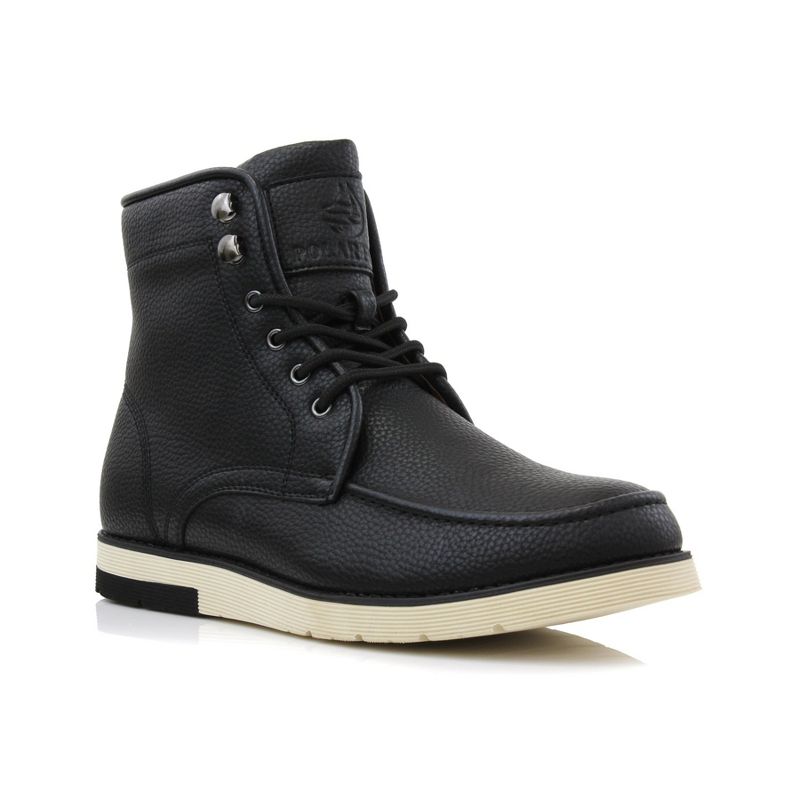Polar Fox Mens Brixton MPX506065 Lace-up Moc-Toe Daily Work Boots, in Grained Black, Size 6.5