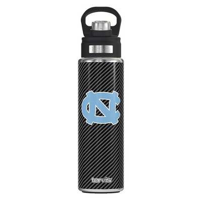 NCAA North Carolina Tar Heels Carbon Fiber Wide Mouth Water Bottle - 24oz