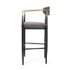 PAGED Modern Fabric Bar Stools Set of 2, Counter Stool with Back, Arms and Iron Legs for Bar, Kitchen, Dining Room, Load Capacity 260 LBS - 3 of 4