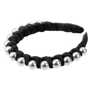 Unique Bargains Women's Fashion Faux Pearl Braided Tape Headband Hairband 0.79 Inch Wide 1 Pc - 1 of 4