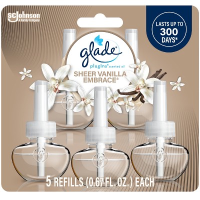 Glade PlugIns Scented Oil Air Freshener Refills - Sheer Vanilla Embrace - 3.35oz/5pk