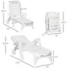 Okak Outdoor Chaise Lounge with Wheels,PP Reclining Sunbathing Chair Tanning Chaise with Back Storage Box&Lid,Patio Chair for Poolside&Beach,White - 3 of 4