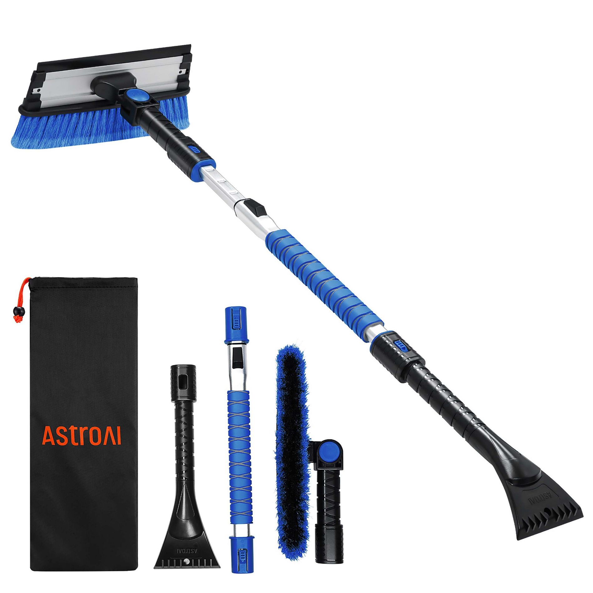 AstroAI 47.2" Ice Scrapers for Car Windshield, 3 in 1 Sturdy Snow Brush with Squeegee, 180° Pivoting Snow Scraper for Car, Truck, SUV
