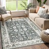 Washable Vintage Area Rug, Non Slip Low Pile Oriental Floral Carpet for Living Room Bedroom Dining Room - 3 of 4