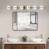 VYNXARIA Gold Wall Lights, 43" Minimalist 6-Light Vanity Fixture with Crystal Sand Shades for Bathroom and Mirror Decor - 3 of 4