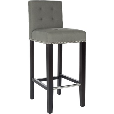 Seamist Gray Transitional Birchwood Bar Stool with Nailhead Trim