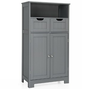 Costway Bathroom Floor Cabinet Wooden Storage Organizer w/Drawer Doors - 1 of 4