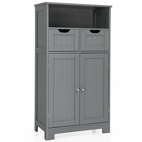 Costway Bathroom Floor Cabinet Wooden Storage Organizer W/drawer Doors ...