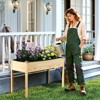 Tangkula 1/2 PCS Wooden Raised Garden Bed w/Legs Liner Drainage Holes Large Planter Box for Herb - 2 of 4