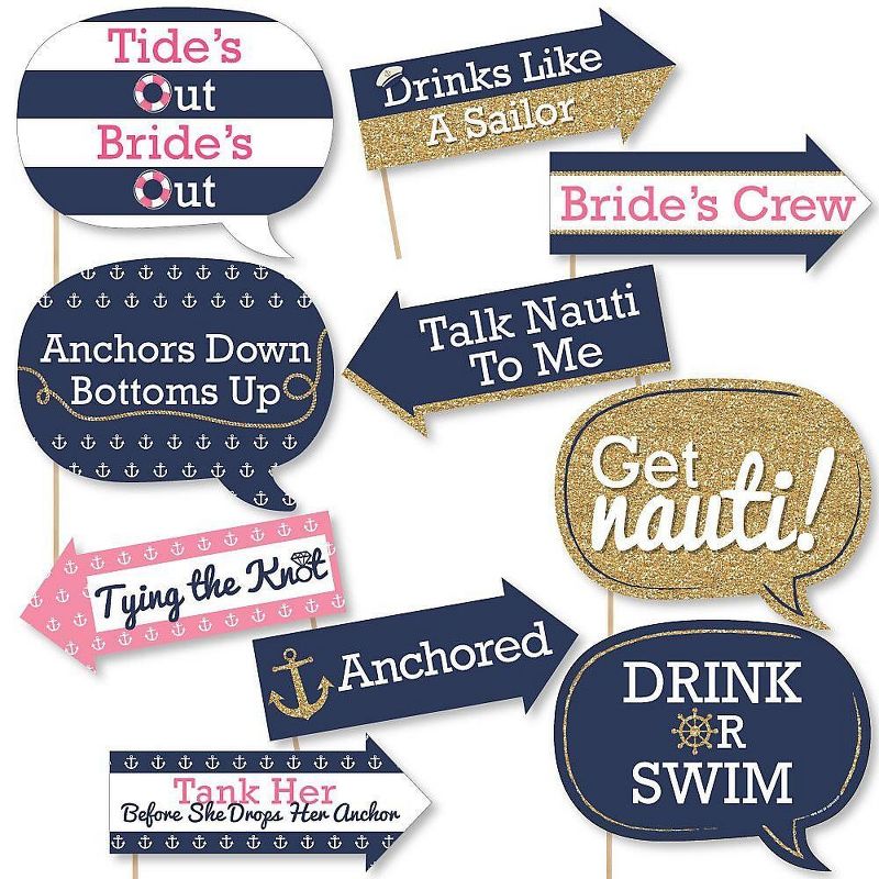 Big Dot of Happiness Funny Last Sail Before the Veil - Nautical Bridal Shower and Bachelorette Party Photo Booth Props Kit - 10 Piece, 1 of 7