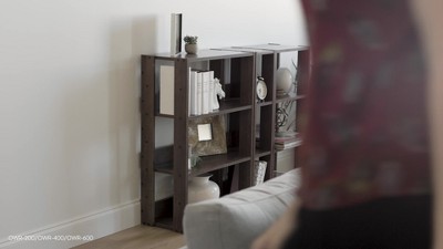 Adjustable Brown Wood 3-Shelf Open Storage Unit