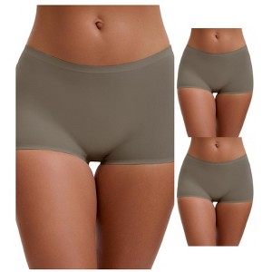INSPIRE CHIC Women's High Waist Seamless Boyshorts Elastic Waistband Ice Silk Breathable Shorts 3 Packs - 1 of 4