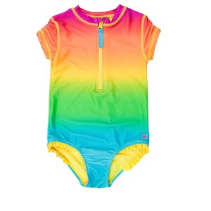 RuffleButts Toddler Girls Short Sleeve UPF50+ One Piece Rash Guard - 1 of 4