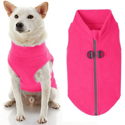 Gooby Zip Up Fleece Vest, Fleece Jacket Sweater with Zipper Closure and Leash Ring, Pink, X