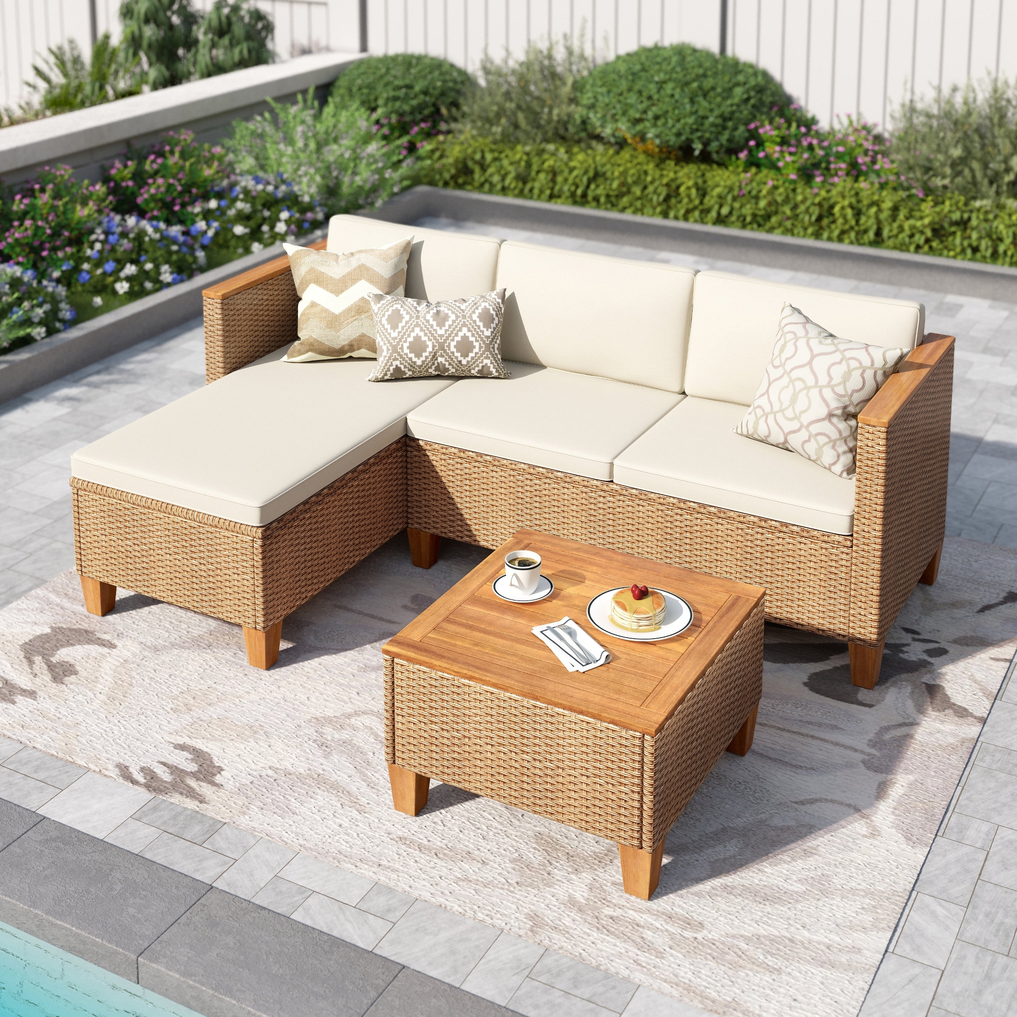 3pc Outdoor Patio Wicker Sofa