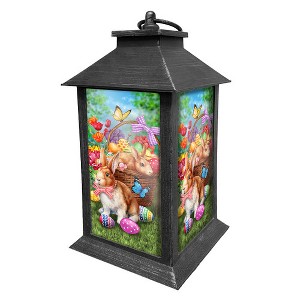 Briarwood Lane Spring Easter Lantern 13.5" x 5.5" x 5.5" Bunnies and Baskets For Easter Lantern - 1 of 3