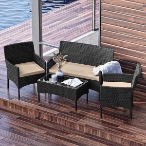 Nestl 4 Piece Wicker Patio Furniture Set - Outdoor Furniture Patio Set with Coffee Table - 1 of 4