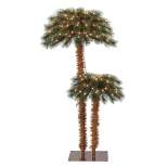 Home Heritage Prelit Artificial Tropical Christmas Holiday Palm Tree, White Incandescent Lights and Stand