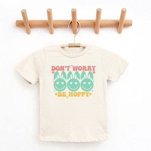 The Juniper Shop Don't Worry Be Hoppy Smiley Face With Ears Toddler Short Sleeve Tee - 1 of 2
