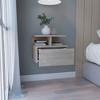 Lyngins Modern Floating Nightstand–Wall-Mounted, Cement-Look Finish, 2-Tier Shelf, End Table for Bedroom, Side Table with Drawer - 3 of 4