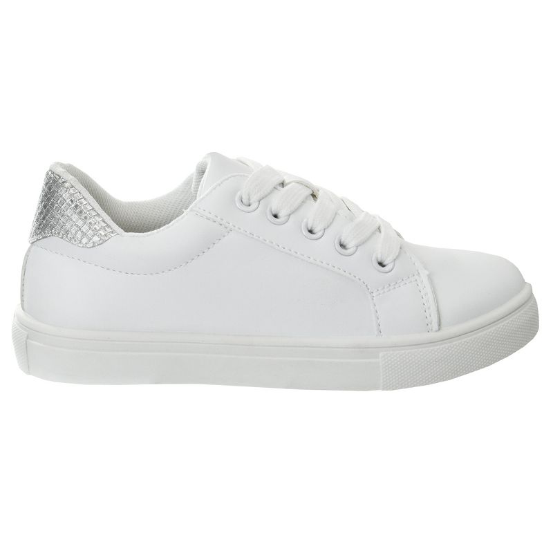 Kensie Girls White Casual Sneakers with Lace Up Closure and Glittery Accents  (Little Kid/Big Kid), 2 of 9