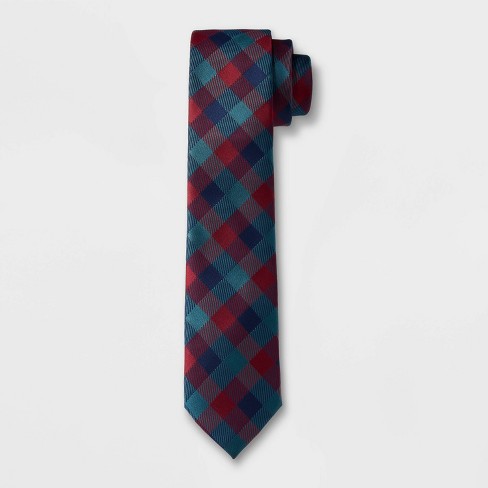 Men's Checkered Tie - Goodfellow & Co™ Teal Blue - image 1 of 4