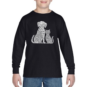 LA Pop Art Boy's Word Art Long Sleeve - Dogs and Cats - 1 of 4