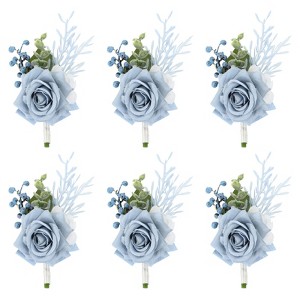 Unique Bargains Satin Rose Bloom Greenery Comfortable Wrist Strap Corsage For Party Wedding 6 Pcs - 1 of 4