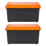 IRIS 2pk 82qt Store-it-All Box Black with Orange Lids and Buckles