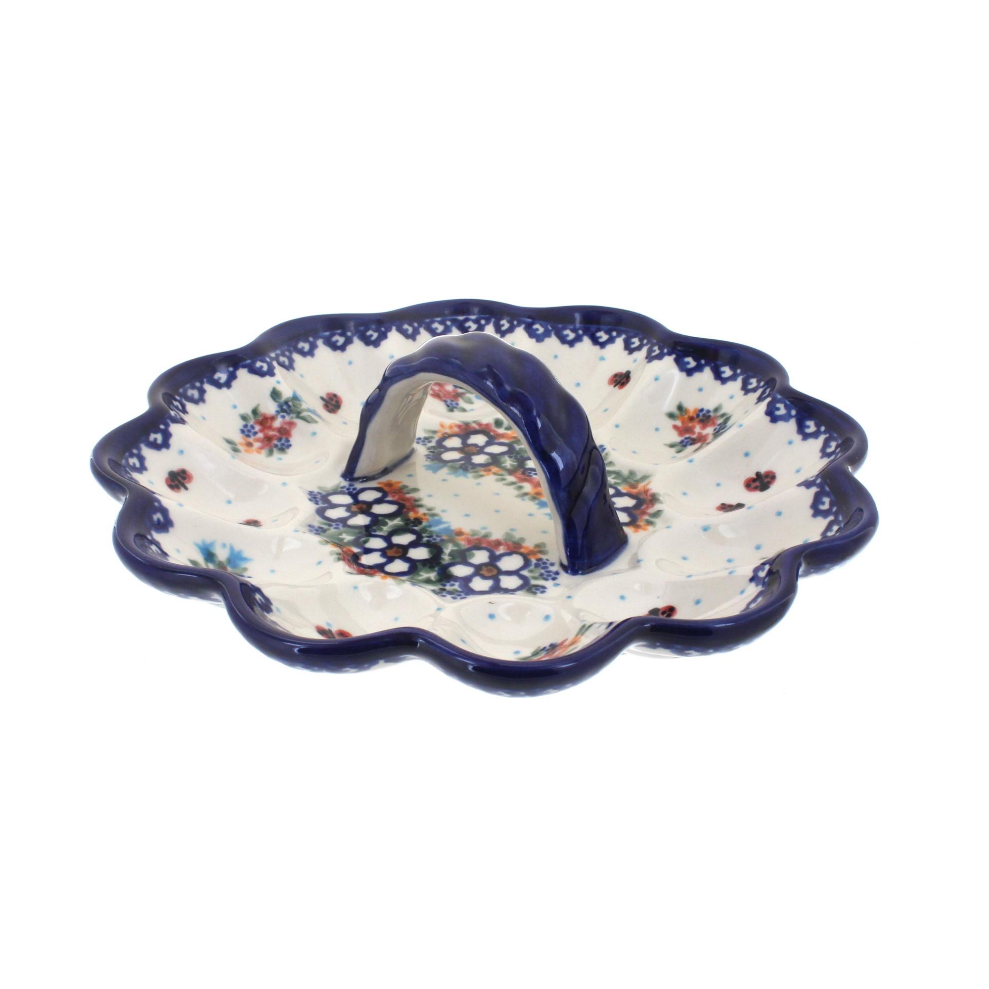 Blue Rose Polish Pottery Scarlett Egg Plate
