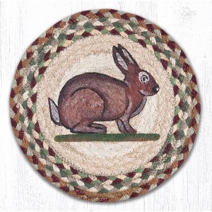 Earth Rugs Vintage Rabbit Printed Round Trivet 10"x10" – Rustic Farmhouse Hot Pad - 1 of 3