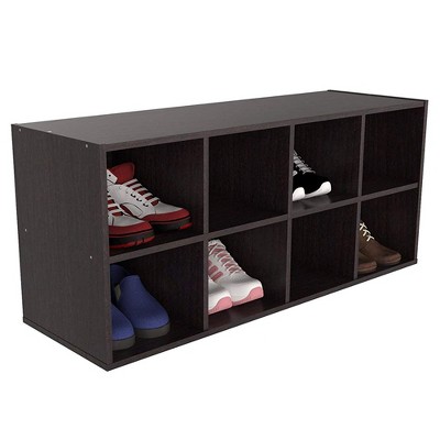 Espresso Stackable 8-Cubby Shoe Storage Organizer