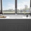 Gulches 32" Undermount/Dual Mount White Ceramic Double Bowl Kitchen Sink, Rectangular Deep Basin, 32x19x10" - 4 of 4
