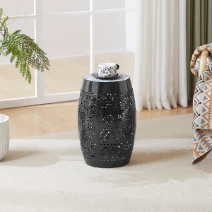 Mosaic Patio Side Table with Roman-patterned Ceramic Tile Top and Iron Frame, Outdoor End Table for Patio -Christopher Knight Home - 1 of 4