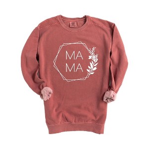 Simply Sage Market Women's  Garment Dyed Graphic Sweatshirt Mama Floral Hexagon - 1 of 4