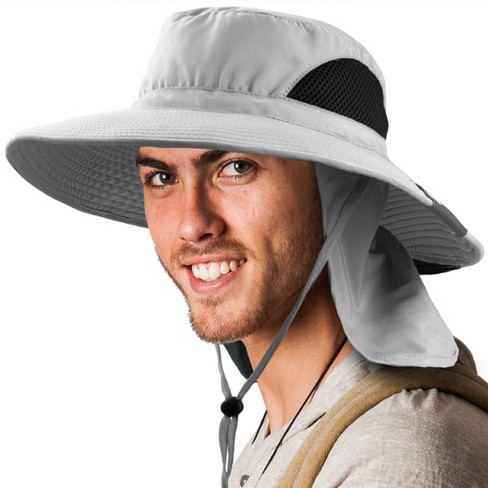 Mens Upf 50 Sun Protection Safari Wide Brim Fishing Hiking Hat