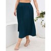 Coolmee Womens Plus Size Maxi Skirt Long Shirring Pleated Skirts Elastic High Waisted A Line Skirts - 3 of 4