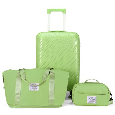 Karl Home Luggage Sets 3 Piece PP Luggage Suitcases with Wheels Green