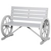 Outsunny Wooden Wagon Wheel Bench Rustic Outdoor Patio Furniture, 2-Person Seat Bench with Backrest - 4 of 4