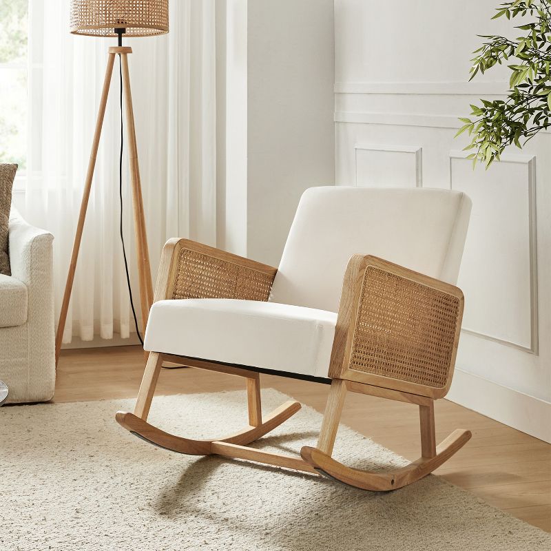Adena Rocking Accent Chair with Rattan Arms | Karat Home, 1 of 11