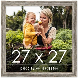 PosterPalooza | 27x27 Thin Barnwood Picture Frame, UV Acrylic, 2 Finishes - Grey and Black - 1 of 4