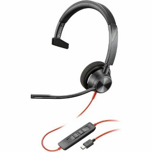 Poly Blackwire 3310 Monaural USB-C Headset +USBC/A Adapter - Mono - USB Type C, Mini-phone (3.5mm) - Wired - 32 Ohm - On-ear - Monaural - Ear-cup - 1 of 4