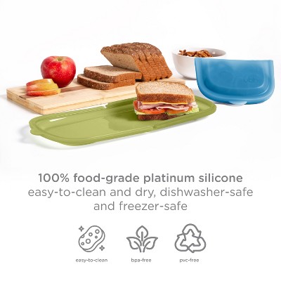 Ubbi Platemate Bundle Snack + Sandwich Reusable Food Storage Bags - Juniper & Olive - 2pk