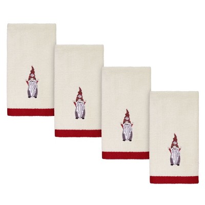 Avanti Linens Christmas Gnomes 4 Pc Fingertip Towel Set