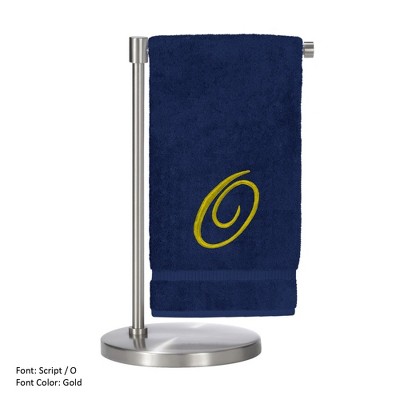 BC BARE COTTON Monogrammed Bath Towel, Personalized Gift, 27 x 54 inches - Set of 2 - Navy - Gold Script