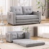 TiramisuBest Loveseat Sofa with Chaise Lounge, L-Shaped Modular Convertible Sleeper Sectional, Corduroy Upholstered Pull-Out Bed(Black) - 2 of 4